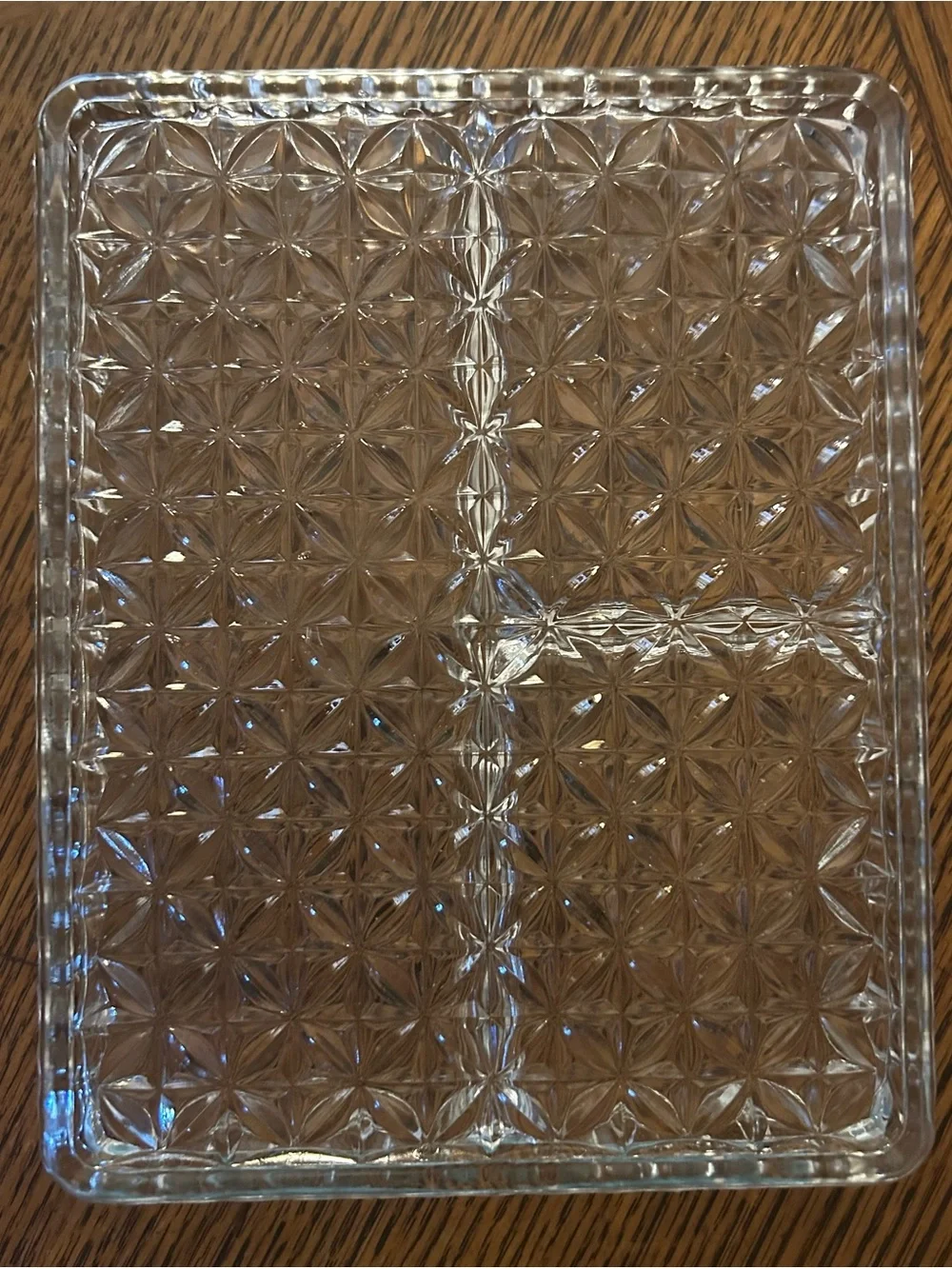Vintage:  Clear Pressed Glass 3 Section Tray